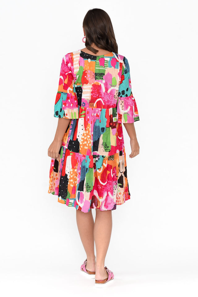 Alanya Pink Abstract Organic Cotton Dress image 5