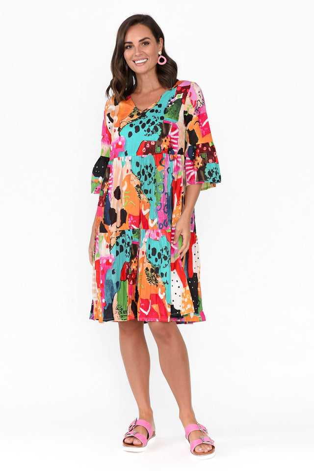 Alanya Pink Abstract Organic Cotton Dress image 8