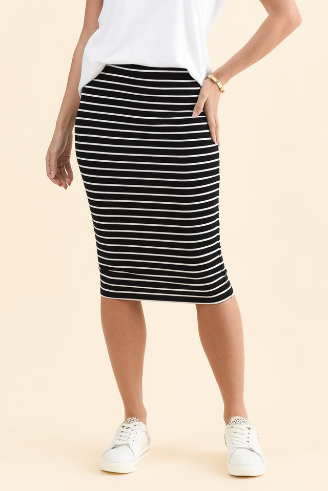 Alicia Stripe Tube Skirt,Brunette model,alt text|model:MJ
