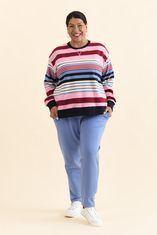 Lobby Blue Cotton Relaxed Sweatpants,Full Body,Brunette model,alt text|model:Pilita image 2