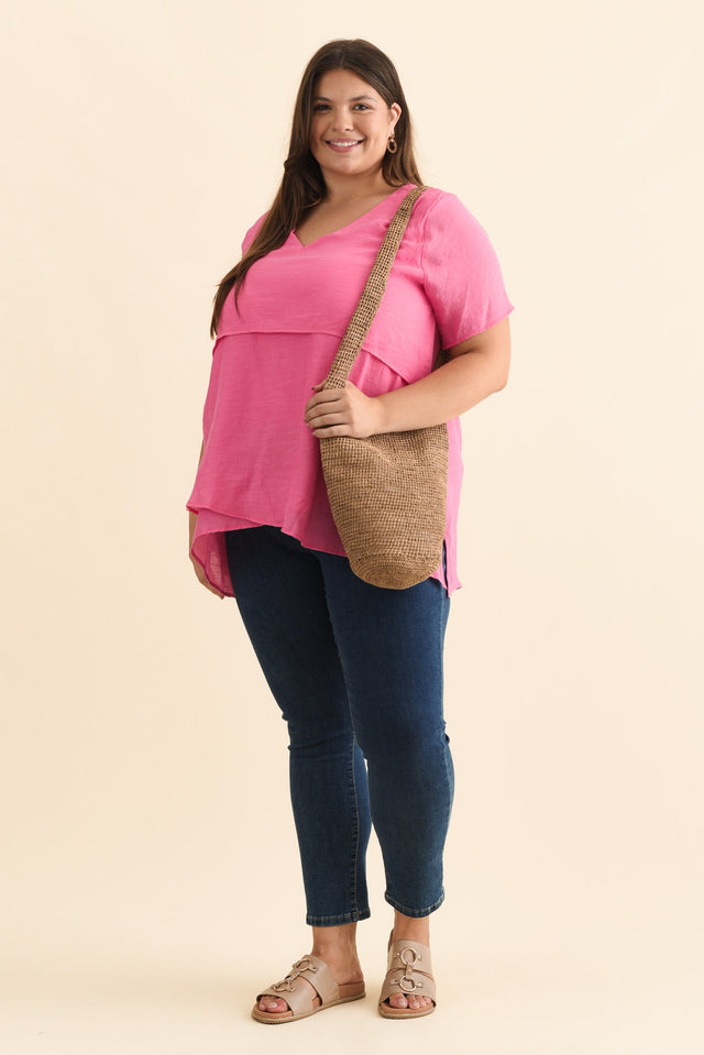 Alvina Candy Pink Layered Tunic Top,Brunette model,alt text|model:Gabby image 11