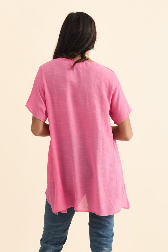 Alvina Candy Pink Layered Tunic Top,Brunette model,alt text|model:Brontie image 6