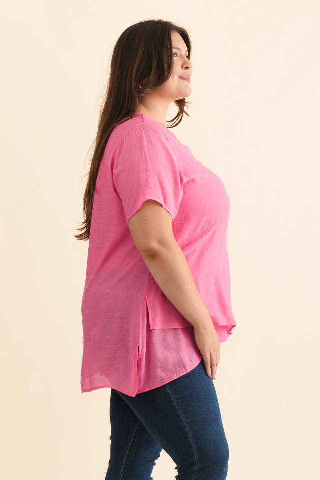 Alvina Candy Pink Layered Tunic Top,Brunette model,alt text|model:Gabby image 12