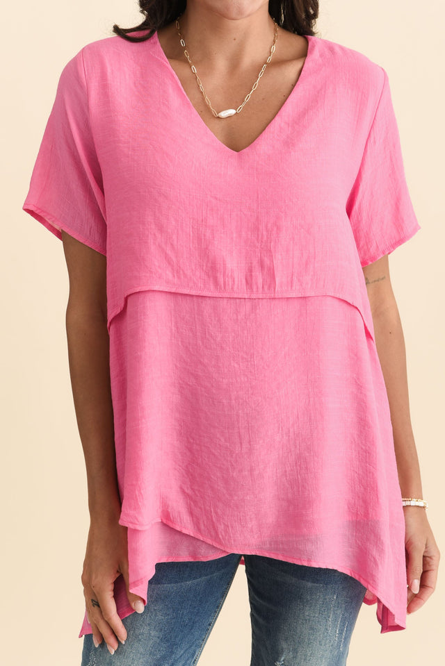 Alvina Candy Pink Layered Tunic Top,Brunette model,alt text|model:Brontie image 7