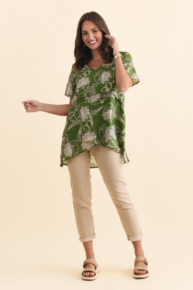 Alvina Green Floral Layered Tunic Top,Brunette model,alt text|model:MJ image 7