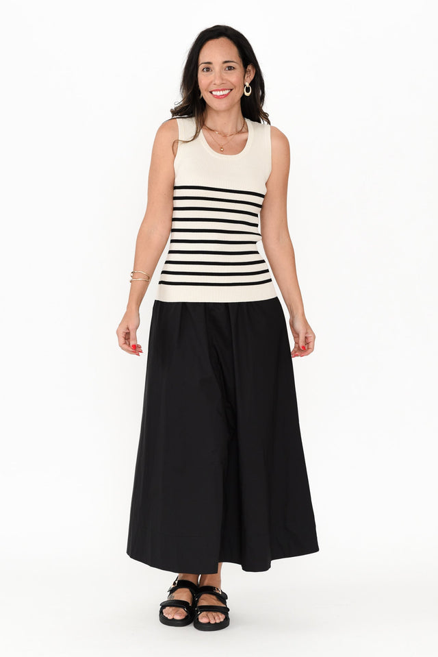 Amba Black Stripe Ribbed Tank,Brunette model,alt text|model:Nicole image 3
