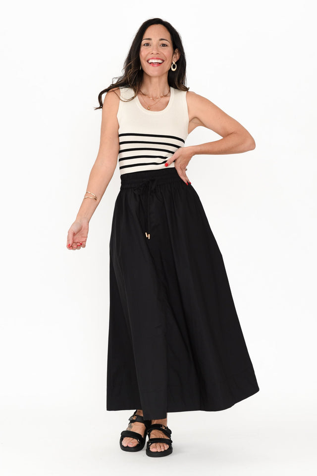 Amba Black Stripe Ribbed Tank,Brunette model,alt text|model:Nicole image 7