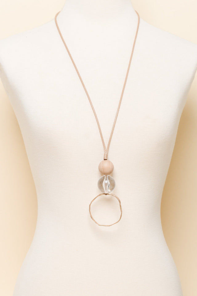 Ambra Natural Beaded Pendant Necklace image 2