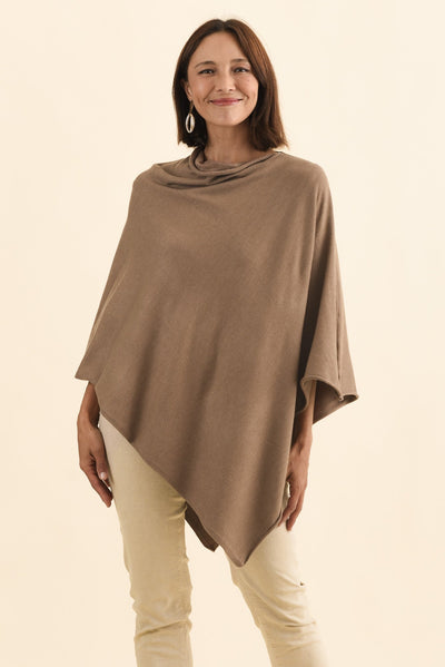 Amy Chocolate Wool Blend Poncho