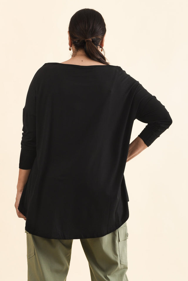 Anakin Black Hi Lo Bamboo Top,Back,Brunette model,alt text|model:Pilita image 12