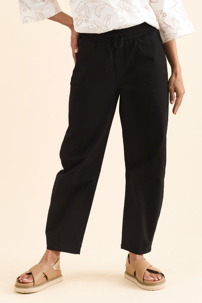 Andy Black Cotton Barrel Pants