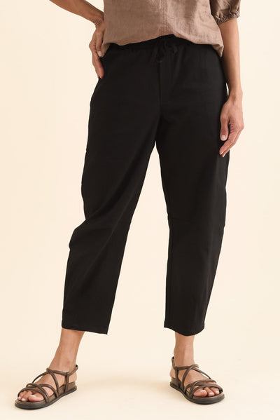Andy Black Cotton Cropped Barrel Pants