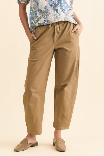 Andy Camel Cotton Barrel Pants - Blue Bungalow NZ