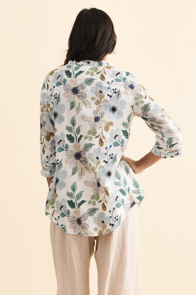 Angelo Blue Floral Cotton Button Top,Brunette model,alt text|model:Brontie image 5