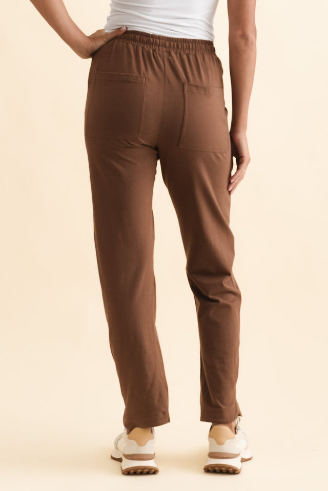 Angie Brown Cotton Drawstring Pants,Brunette model,alt text|model:Brontie image 5