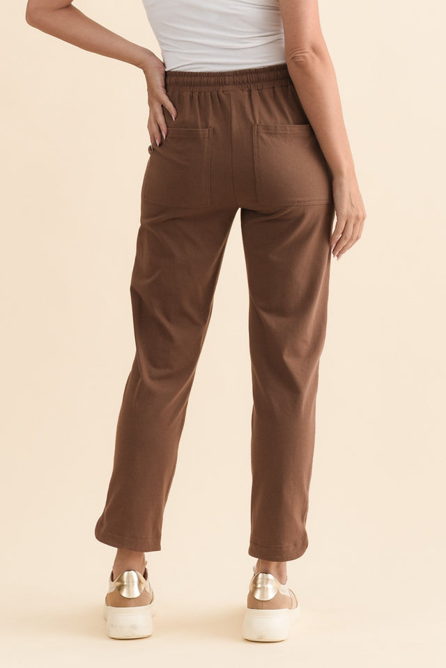 Angie Chocolate Cotton Drawstring Pants,Brunette model,alt text|model:MJ image 5