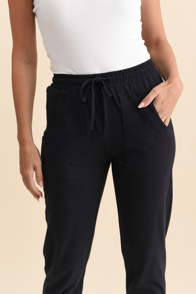 Angie Navy Cotton Drawstring Pants,Brunette model,alt text|model:MJ image 6