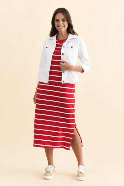 Annaleigh Crimson Stripe Pocket Dress