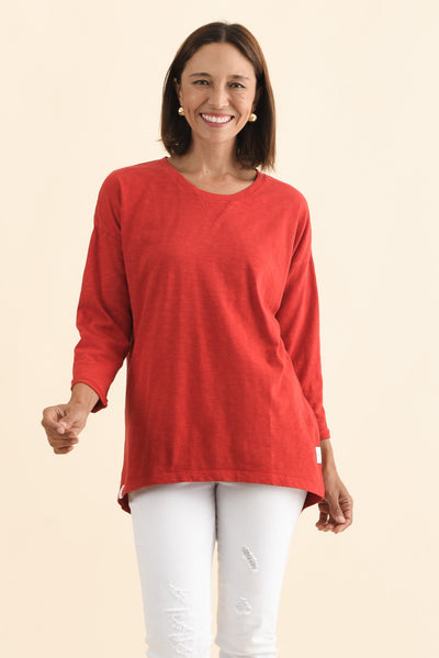 Annie Dark Red Cotton Top