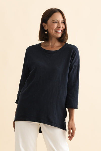 Annie Navy Cotton Top