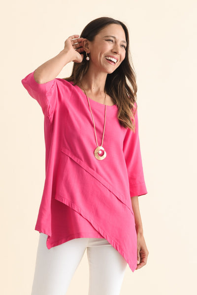 Anya Hot Pink Linen Cotton Top