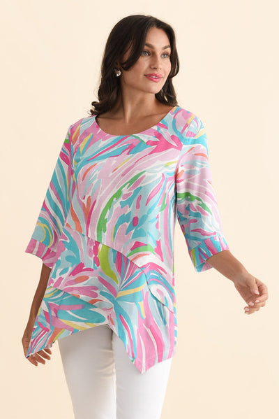 Anya Pink Swirl Linen Cotton Top