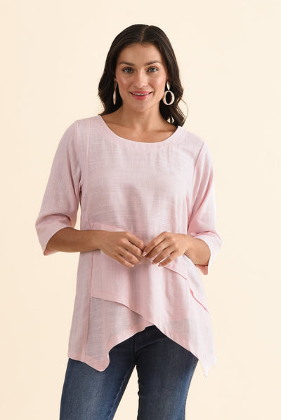 Anya Light Pink Linen Cotton Top