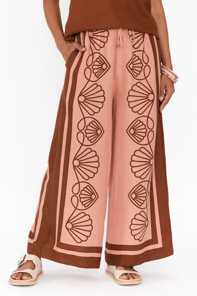 Aphrodite Chocolate Seashell Linen Pants