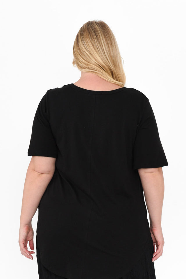 Ariana Black Cotton Tee,Blonde model,alt text|model:Caitlin image 10