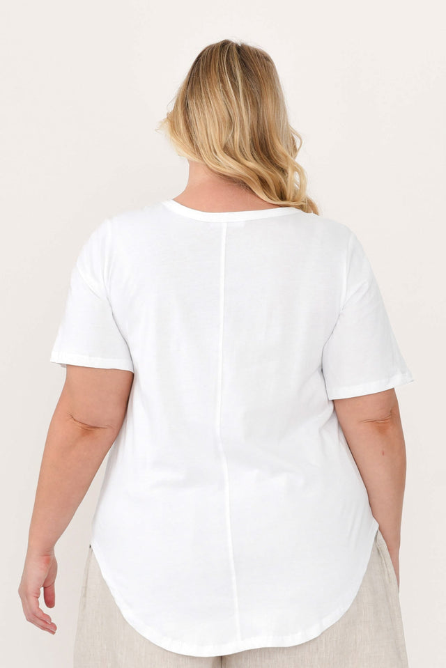 Ariana White Cotton Tee,Blonde model,alt text|model:Caitlin image 11