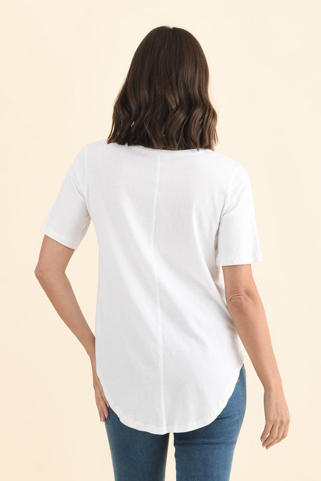 Ariana White Cotton Tee,Brunette model,alt text|model:MJ image 5