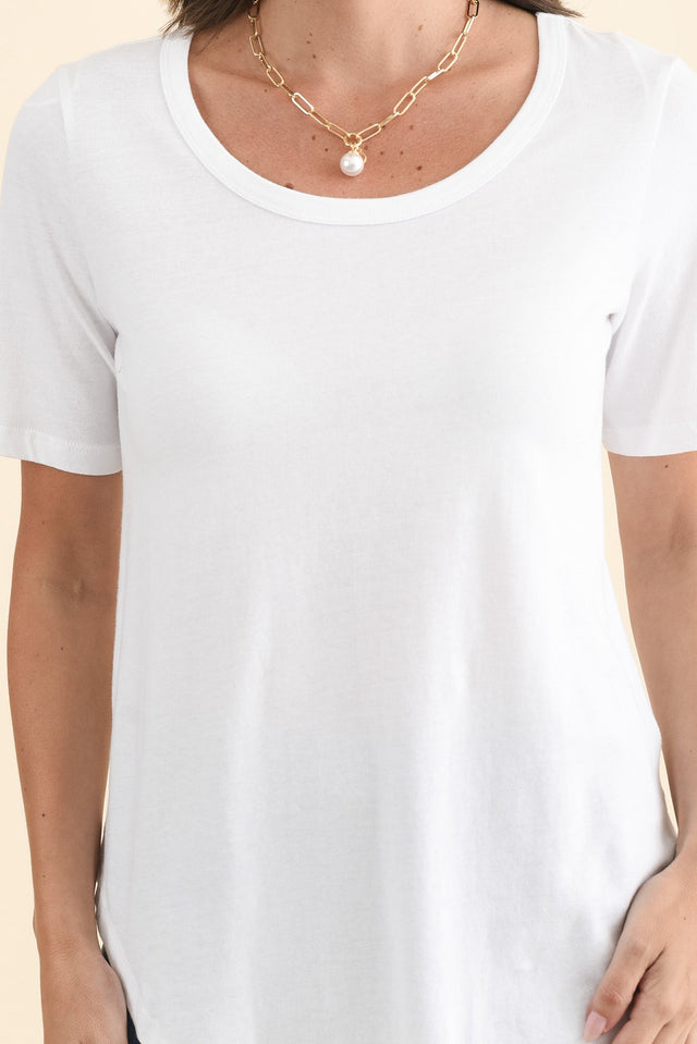 Ariana White Cotton Tee,Brunette model,alt text|model:MJ image 6