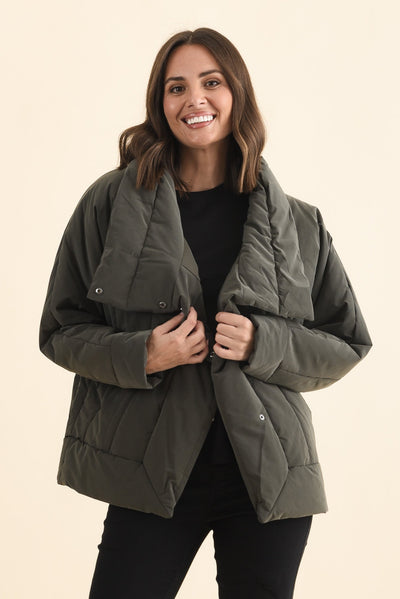 Arica Charcoal Wrap Puffer Jacket