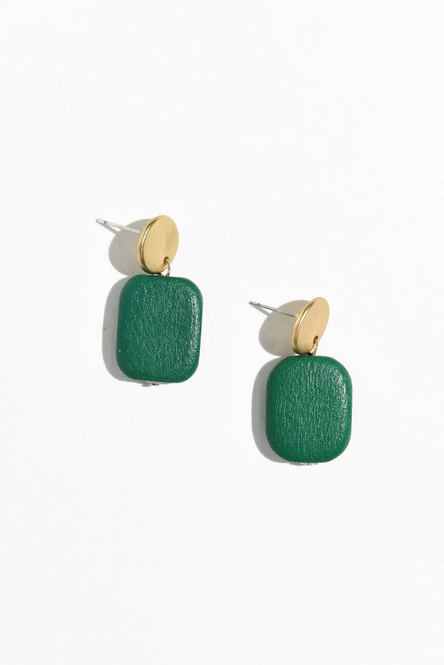 Ariel Green Rectangle Drop Earrings image 1
