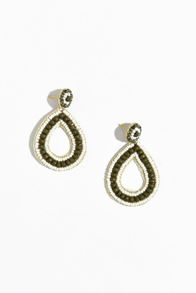 Arletta Khaki Beaded Drop Earrings