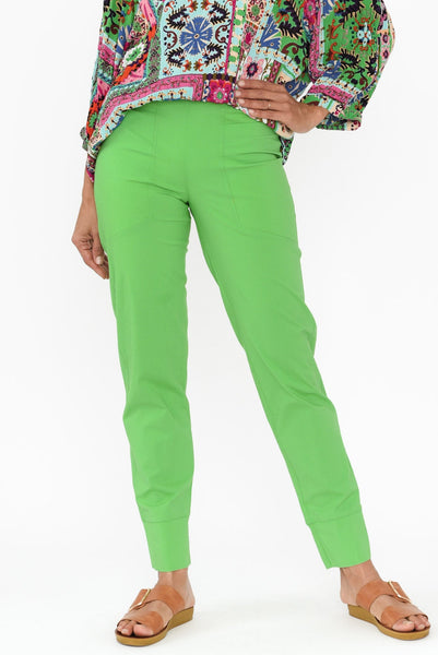 VISCOSE WOOL STRETCH EASY PANTS / GREEN [40%OFF]