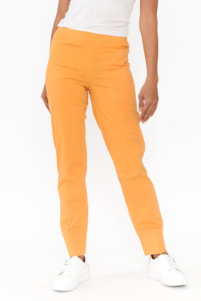 Ashton Yellow Cotton Stretch Pants
