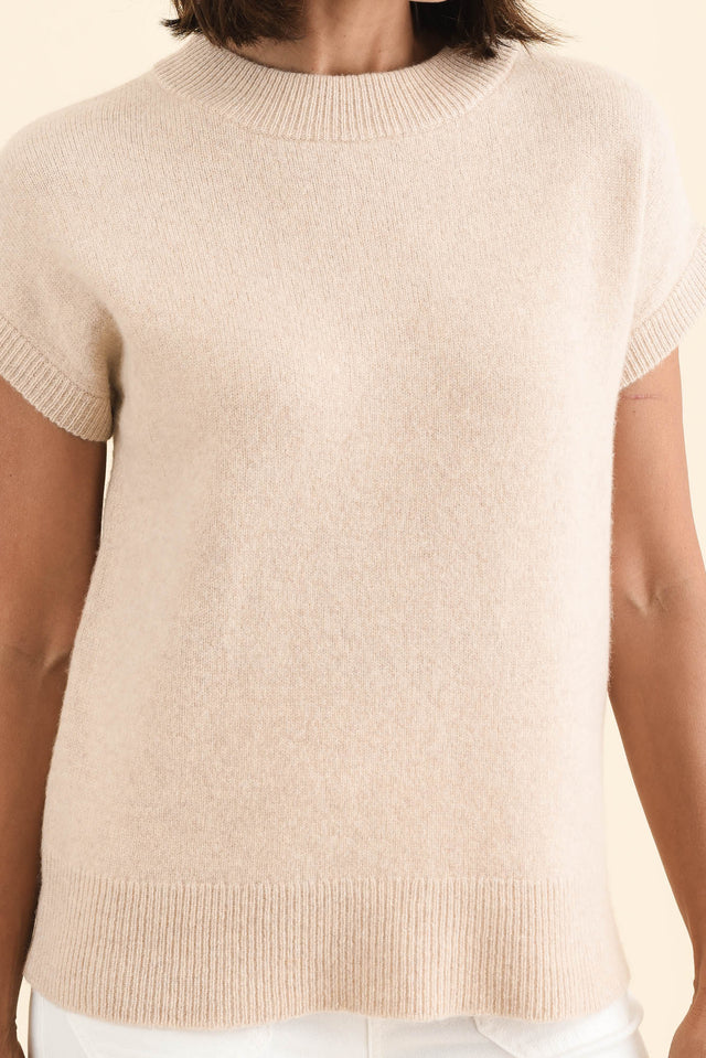 Astor Cream Yak Wool Knit Top,Brunette model,alt text|model:Cara image 6