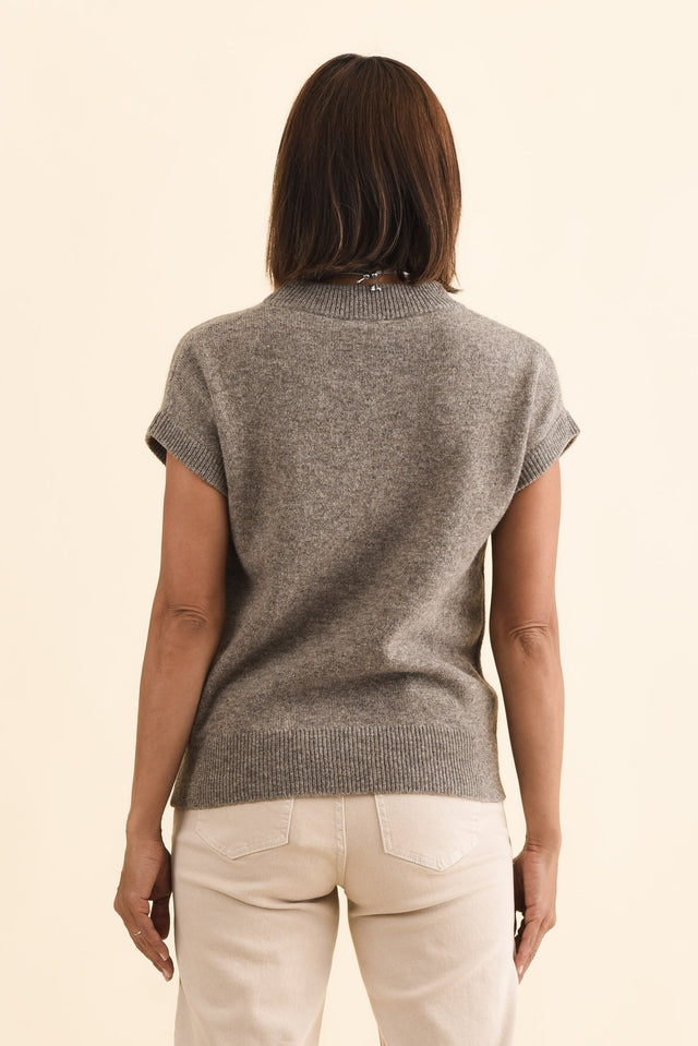 Astor Grey Yak Wool Knit Top,Brunette model,alt text|model:Cara image 6