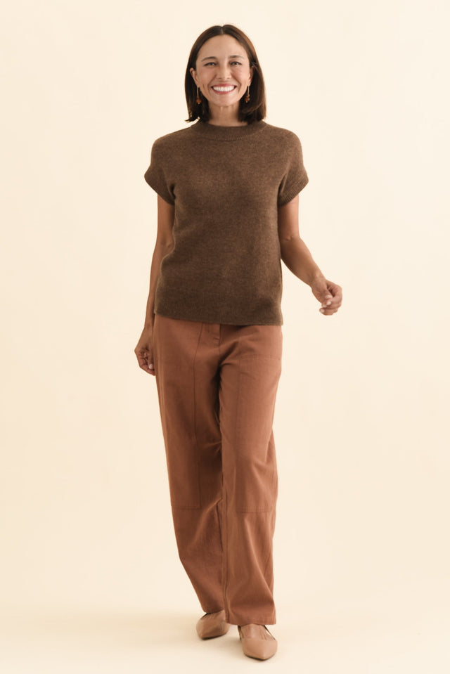 Astor Mocha Yak Wool Knit Top,Brunette model,alt text|model:Cara image 7