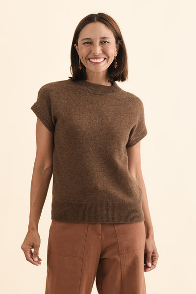 Astor Mocha Yak Wool Knit Top