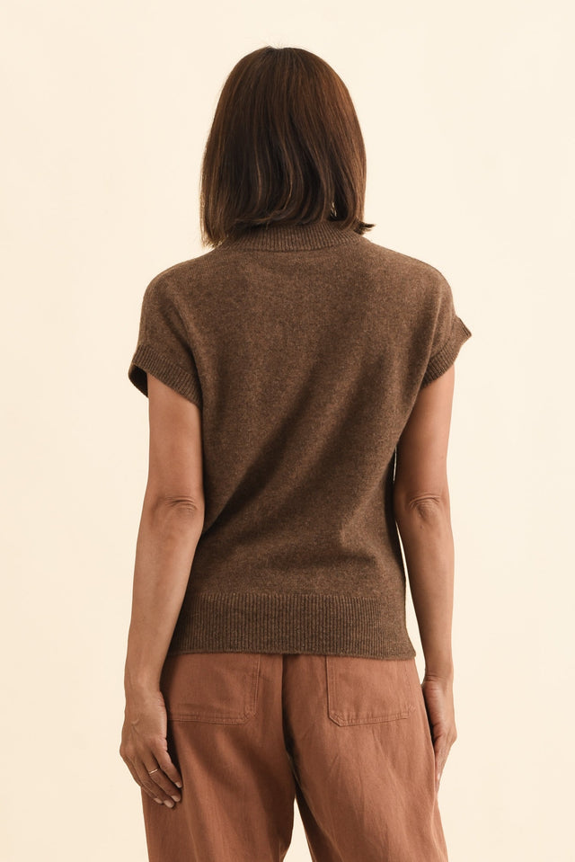 Astor Mocha Yak Wool Knit Top,Brunette model,alt text|model:Cara image 5