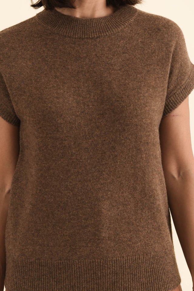 Astor Mocha Yak Wool Knit Top,Brunette model,alt text|model:Cara image 6