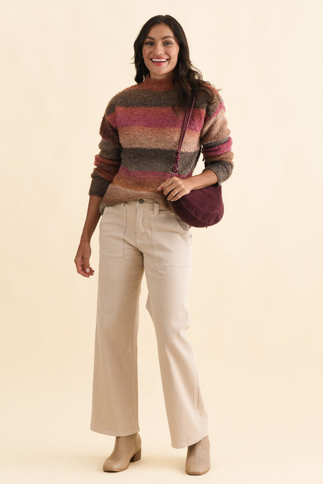 Augie Orange Stripe Knit Jumper,Brunette model,alt text|model:Brontie image 4