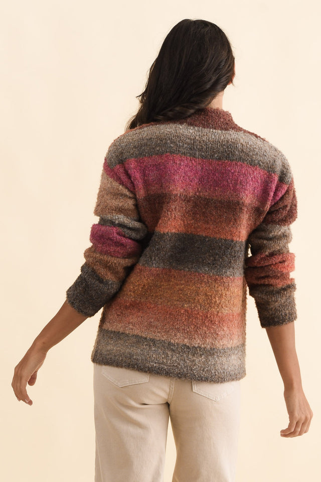 Augie Orange Stripe Knit Jumper,Brunette model,alt text|model:Brontie image 6