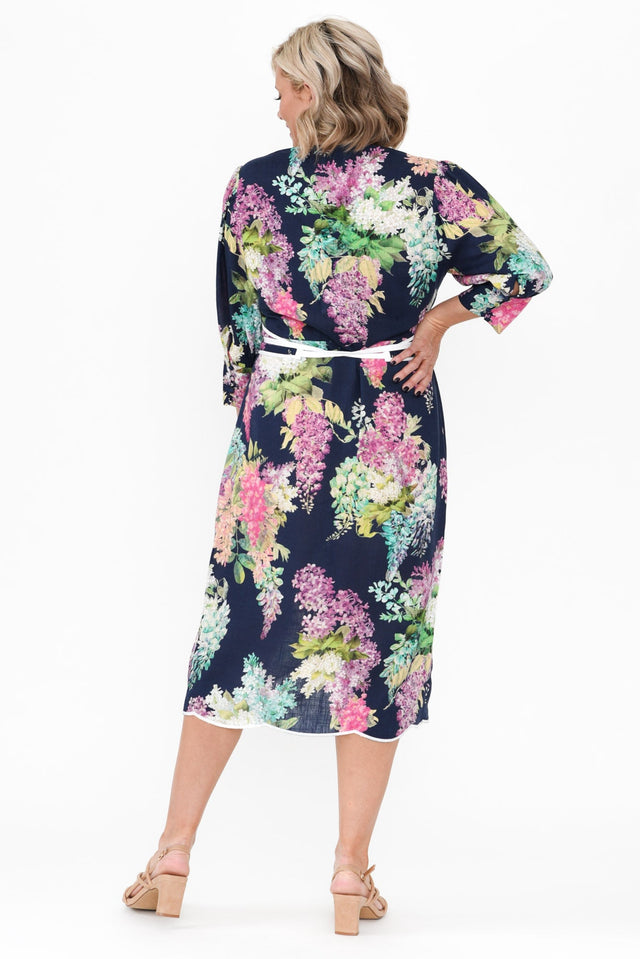 Augustine Navy Wisteria Linen Blend Dress image 5