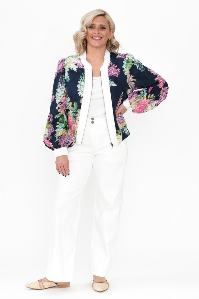 Augustine Navy Wisteria Linen Blend Jacket image 8