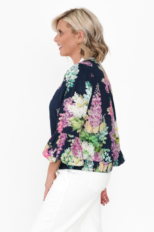 Augustine Navy Wisteria Linen Blend Jacket image 5