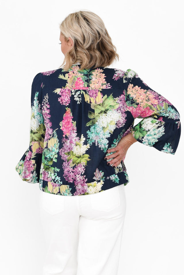 Augustine Navy Wisteria Linen Blend Jacket image 6