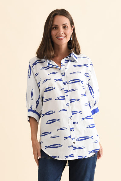 Aylan Blue Sea Cotton Shirt